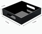 Black Sturdy Acrylic Tray with Handles-8x8 Inch- Countertop Organizer Tray for Kitchen,Bathroom,Office- Storage Box for Cosmetics, Jewelry,Toiletries,Toy,Gadgets