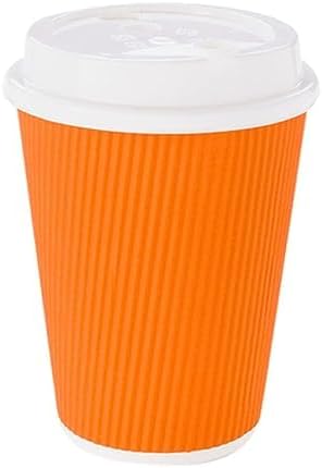 Restaurantware-12 Ounce Disposable Coffee Cups, 500 Double Wall Hot Cups For Coffee - Lids Sold Separately, Rolled Rim, Orange Paper Insulated Coffee Cups, For Hot Coffee, Tea, And More
