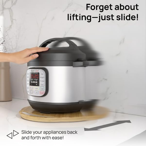 Ibyx Elegant Round Sliding Tray for Your Pressure Cooker, Air Fryer & Heavy Kitchen Appliances - Sturdy, Slides Easily from Under The Cabinet (Black, 16”)