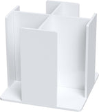 Cup and Lid Holder, 4 Compartment, Square | Rotating Coffee Cup Dispenser Lid Carousel for Restaurant, Buffet, Coffee Station, Bar, Countertop, White Acrylic