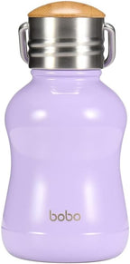 YOHKOH Mini Vacuum Insulated Water Bottle With Bamboo Lid - Stainless Steel Thermos Water Bottle for Women Girls Kids, Metal Sports Hot and Cold Water Bottle Leak-Proof BPA-Free (6.4oz,Violets)