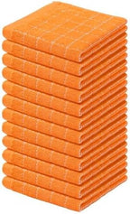 Homaxy 100% Cotton Terry Kitchen Dish Cloths, Ultra Soft and Absorbent Dish Towels for Kitchen, Perfect for Drying and Washing Dishes, 12 Pack, 12 x 12 Inches, Orange