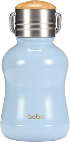 YOHKOH Mini Vacuum Insulated Water Bottle With Bamboo Lid - Stainless Steel Thermos Water Bottle for Women Girls Kids, Metal Sports Hot and Cold Water Bottle Leak-Proof BPA-Free (6.4oz,Blue)