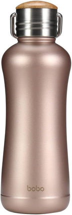 YOHKOH Mini Vacuum Insulated Water Bottle With Bamboo Lid - Stainless Steel Thermos Water Bottle for Women Girls Kids, Metal Sports Hot and Cold Water Bottle Leak-Proof BPA-Free (11.8oz,Gold)