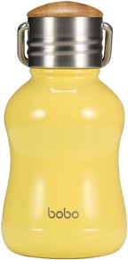 YOHKOH Mini Vacuum Insulated Water Bottle With Bamboo Lid - Stainless Steel Thermos Water Bottle for Women Girls Kids, Metal Sports Hot and Cold Water Bottle Leak-Proof BPA-Free (6.4oz,Yellow)
