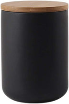 MilkyWay Ceramic Food Storage Jar Canister Modern Design Food Canisters with Airtight Seal Bamboo Lid,Loose Tea Coffee Spice Nuts Snacks Seasonings Storage Jar Canister Caddy (Black 24.63oz/700ml)
