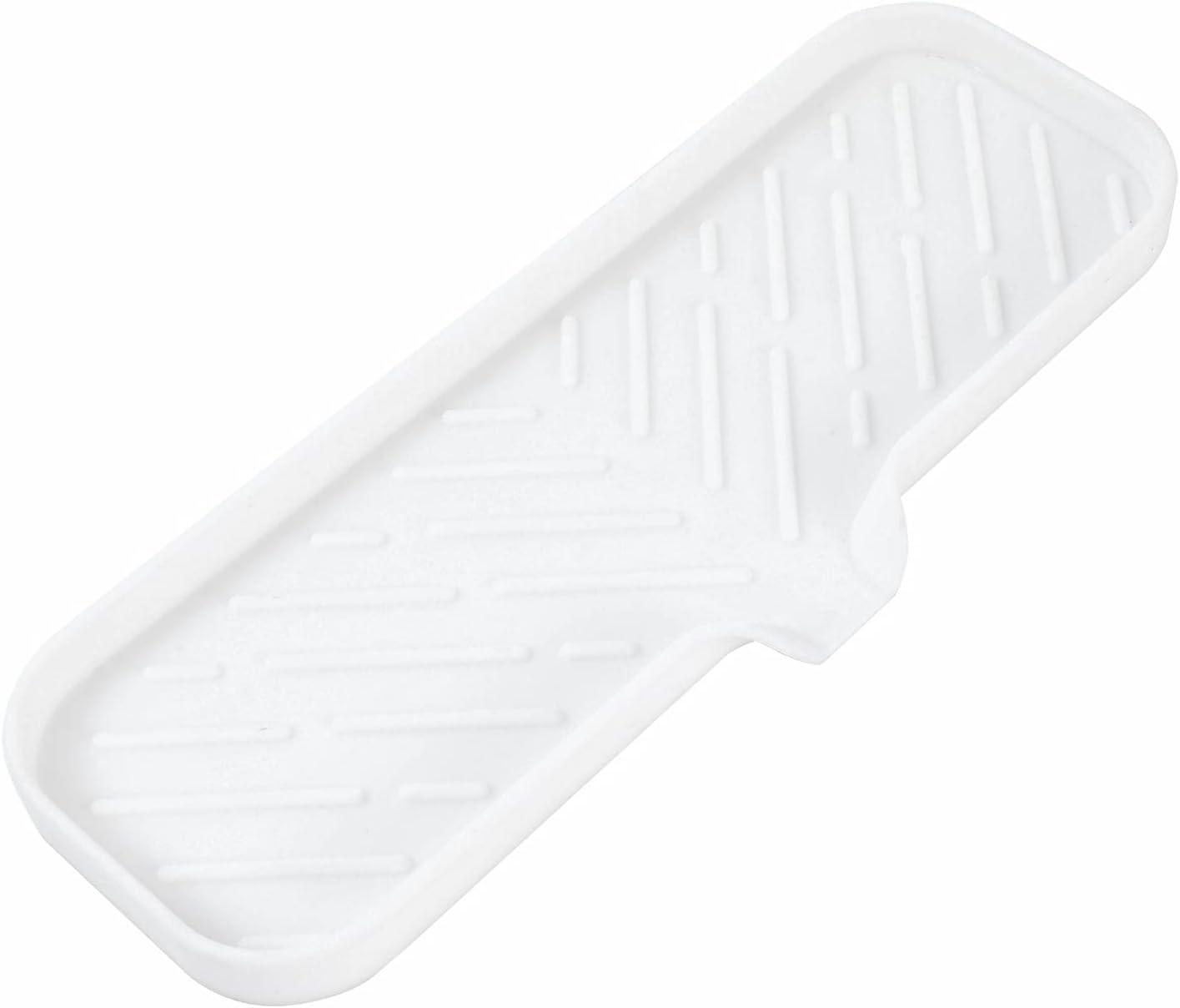 Silicone Bathroom Soap Dishes with Drain Spout-Bathroom and Kitchen Sink Organizer,Sponge Holder,Dish Soap Tray,Perfect for Dispenser,Scrubber,Bottle,Cup on Sink or Counter-White 12"×4"