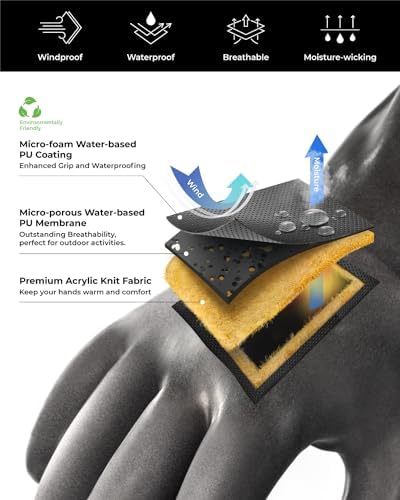 toolant Waterproof Winter Gloves with Grip, Balaena Freezer Gloves for Light Duty Work & Outdoor Adventure, Hiking, Farming, Washing, Ice Fishing, Small