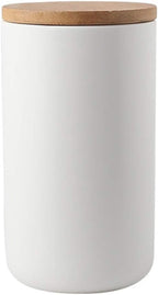 MilkyWay Ceramic Food Storage Jar Canister Modern Design Food Canisters with Airtight Seal Bamboo Lid,Loose Tea Coffee Spice Nuts Snacks Seasonings Storage Jar Canister Caddy (White 31.67oz/900ml)