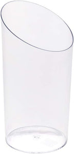 Restaurantware 5 Ounce Mini Dessert Cups 100 Disposable Parfait Cups - Round Slanted Clear Plastic Shooter Cups Serve Appetizers Snacks or Samples For Weddings Catered Events or Parties