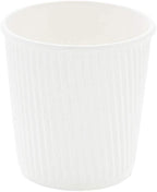 500-CT Disposable White 4-OZ Hot Beverage Cups with Ripple Wall Design: No Need for Sleeves - Perfect for Cafes - Eco-Friendly Recyclable Paper - Insulated - Wholesale Takeout Coffee Cup
