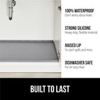 GORILLA GRIP Waterproof Silicone Under Sink Mat with Raised Lip for Kitchen and Bathroom, Cabinet Shelf Liner Stay in Place Mats Dishwasher Safe Drawer Liner, Organizer Tray, 19 x 34 in, Gray