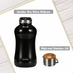 YOHKOH Mini Insulated Water Bottle With Bamboo Lid - 8.8oz Small Vacuum Insulated Water Bottle for Women Kids, 12 Hrs Hot & 24 Hrs Cold Stainless Steel Thermos Leak-Proof BPA-Free (8.8oz,Black)