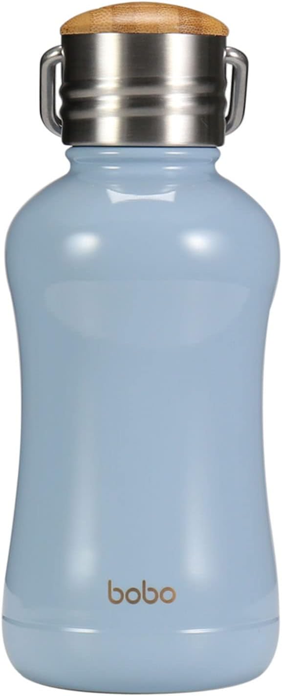 YOHKOH Mini Insulated Water Bottle With Bamboo Lid - 8.8oz Small Vacuum Insulated Water Bottle for Women Kids, 12 Hrs Hot & 24 Hrs Cold Stainless Steel Thermos Leak-Proof BPA-Free (8.8oz,Blue)