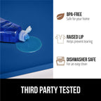 GORILLA GRIP Waterproof Silicone Under Sink Mat with Raised Lip for Kitchen and Bathroom, Cabinet Shelf Liner Stay in Place Mats Dishwasher Safe Drawer Liner, Organizer Tray, 19 x 34 in, Blue