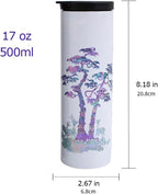 Mother of Pearl Design Stainless Steel Water Bottle 17 oz Leakproof Screw Cap Wide Mouth Double Wall Vacuum Insulated Travel Sport Water Flask Thermo Mug (Deer Pine White)