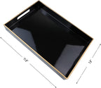 Spsyrine Black Bathroom Vanity Tray with Handles for Dresser Tops, Countertop, Perfume Decorative Tray, 11.8” * 7.87” *1.37”