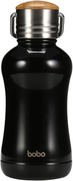 YOHKOH Mini Insulated Water Bottle With Bamboo Lid - 8.8oz Small Vacuum Insulated Water Bottle for Women Kids, 12 Hrs Hot & 24 Hrs Cold Stainless Steel Thermos Leak-Proof BPA-Free (8.8oz,Black)