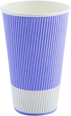 Restaurantware 16 Ounce Double Wall Disposable Coffee Cups, 500 Insulated Light Purple Paper Tumblers with Ripple Wall Design, Lids Sold Separately for Hot Drinks like Tea, Hot Chocolate and More