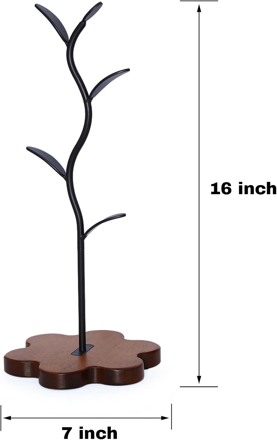 Mug Tree for Coffee Cups – Rustic Mug Holder Stand with 4 Hooks, Countertop Cup Rack for Coffee Bar & Kitchen Organization