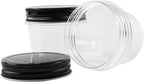 Novelinks 4 Ounce Plastic Jars with Black Lids - Refillable Round Clear Containers for Kitchen & Household Storage - BPA Free (40 Pack)