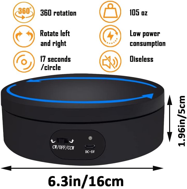 YVV Motorized Rotating Display Stand, Cup Display Turner Stand, Electric Rotating Base for Glitter Tumblers, 360 Automatic Mute Rotating Turntable with 4 Colors Backgrounds for Epoxy Cup Display