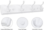 Wooden Coat Rack, Wall-Mounted Organizer for Closet, Entryway, Hallway, Foyer, Bedroom, Heavy Duty Double Hooks for Hanging Towels, Bags, Hats, Jackets, Key (White, 4 Hooks)