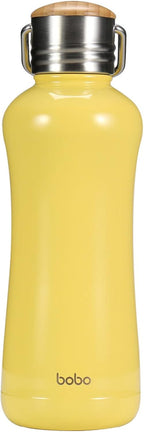 YOHKOH Mini Insulated Water Bottle With Bamboo Lid - 11.8oz Small Vacuum Insulated Water Bottle for Women Kids, 12 Hrs Hot & 24 Hrs Cold Stainless Steel Thermos Leak-Proof BPA-Free (11.8oz,Yellow)