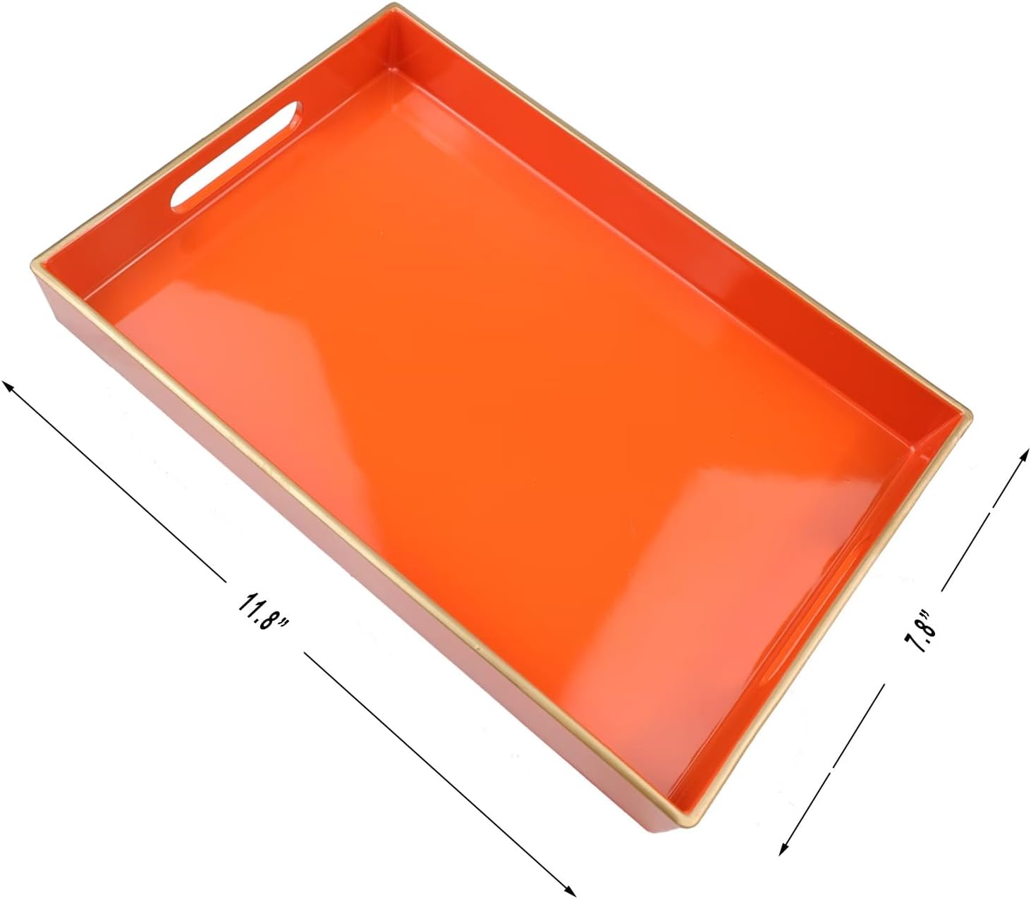 Spsyrine Orange Bathroom Vanity Tray with Handles for Dresser Tops, Countertop, Perfume Decorative Tray, 11.8” * 7.87” *1.37”