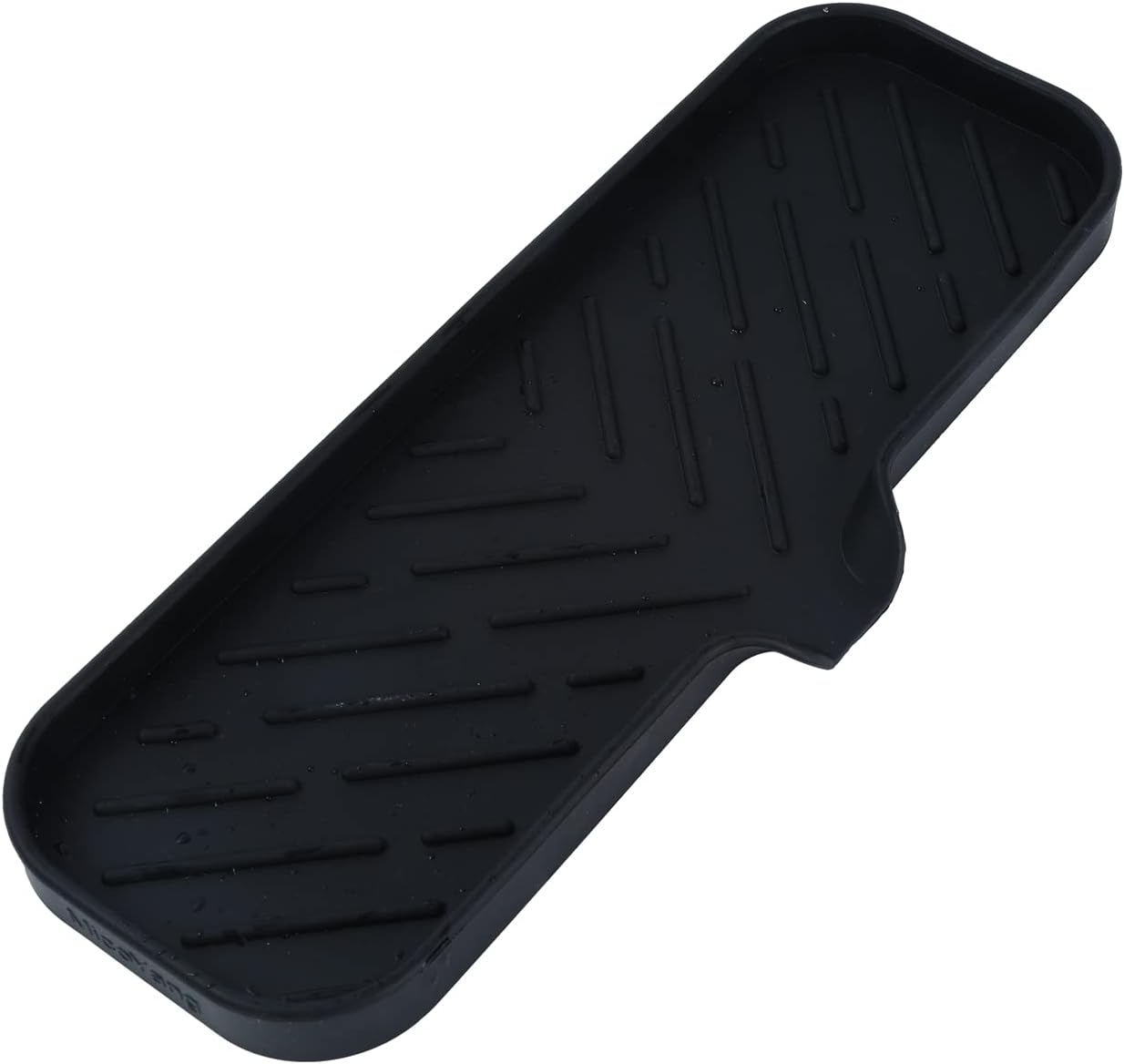 Silicone Bathroom Soap Dishes with Drain Spout-Bathroom and Kitchen Sink Organizer,Sponge Holder,Dish Soap Tray,Perfect for Dispenser,Scrubber,Bottle,Cup on Sink or Counter-Black 12"×4"