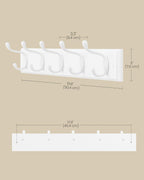 SONGMICS Wall-Mounted Coat Rack, Hook Rack, 5 Dual Metal Hooks, for Coats, Bags, Keys, in The Entryway, Bedroom, Living Room, White ULHR235W01