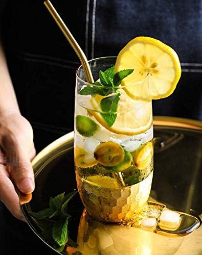 Reusable Metal Straws 50Pack.Ultra Long 10.5”Gold Color Stainless Steel Drinking Straws in Bulk For Wholesale.265x6mm Straight Curved Straws for 20/30oz Tumblers Yeti (50pcs all bent Gold-10.5")