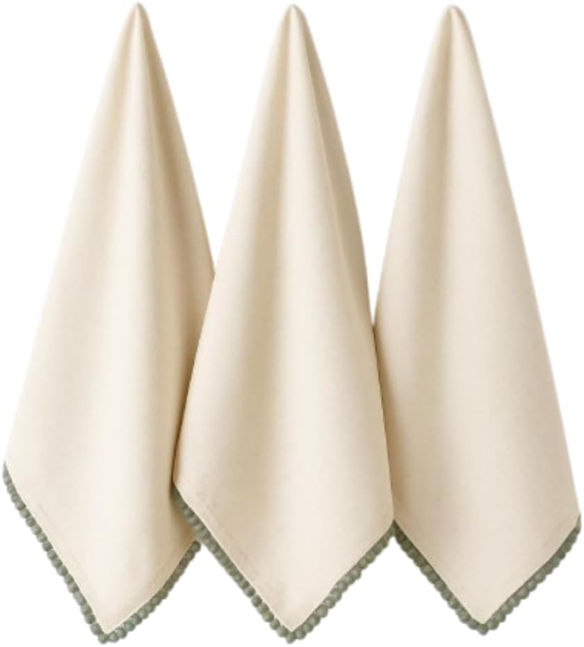 TARAN LIVING Dish Cloth Kitchen Tea Towels for Kitchen - Solid Off White, 18"x28", Pack of 6