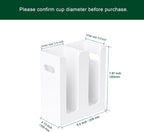 Disposable Coffee Cup Dispenser with Handles, Countertop or Wall Mount Hot/Cold Drink Cup and Lid Holder - Bathroom/Kitchen/Office Acrylic Cup Lid Storage Organizer (2 Compartments, White)