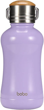 YOHKOH Mini Insulated Water Bottle With Bamboo Lid - 8.8oz Small Vacuum Insulated Water Bottle for Women Kids, 12 Hrs Hot & 24 Hrs Cold Stainless Steel Thermos Leak-Proof BPA-Free (8.8oz,Violets)