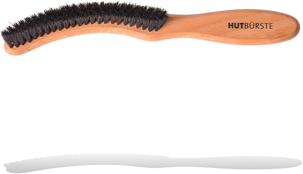 Valentino Garemi Traditional Hat Cleaning Brush | Remove Dust, Dry Stains, Rain Spots, Sweat Marks, Pet or Human Hair | Genuine Boar Hair Made in Germany (Black Bristles)