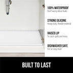 GORILLA GRIP Waterproof Silicone Under Sink Mat with Raised Lip for Kitchen and Bathroom, 31 x 22 in, Cabinet Shelf Liner Stay in Place Mats Dishwasher Safe Drawer Liner, Organizer Tray, White