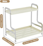 KISKIS Coffee Mug Cup Holder Space Saving 2-Tier Sturdy Stable Metal Storage Shelf, Prevent Falling Scratch Resistant Kitchen Rack Office Bathroom Desktop Organizer,White