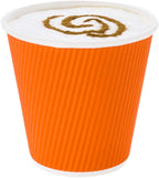 Restaurantware 8 Ounce Double Wall Disposable Coffee Cups, 500 Insulated Orange Paper Cups With Ripple Wall Design, Lids Sold Separately for Hot Beverages like Tea, Hot Chocolate, and More