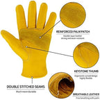 Leather Work Gloves for Men & Women, Reinforced Durable Gardening Gloves,Cowhide Work Gloves,Puncture & Cut Resistant