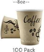 Smygoods Disposable Coffee Cups, To Go Paper Hot Cups, Classic Design (8 OZ, 100 Count) For Hot Beverages, Coffee, Tea, Espresso, Cocoa - Vasos Para Cafe