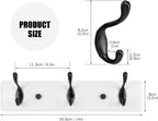 Wooden Coat Rack, Wall-Mounted Organizer for Closet, Entryway, Hallway, Foyer, Bedroom, Heavy Duty Double Hooks for Hanging Towels, Bags, Hats, Jackets, Key (WhiteBlack, 3 Hooks)