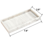 DNC 2PC 7.9" Small Silicone Bathroom Tray for Counter, Vanity Tray for Countertop, Kitchen Sink Soap Tray for Dish Holder Dispenser Toilet Tank Desk Organizer Marble White