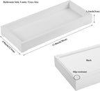Bathroom Rectangle Tray, Toilet Top Organizer, Farmhouse Wooden Vanity Tray with Soap Tray, Toilet Tank Tray for Bathroom, Ideal Also as Jewelry, Perfume & Napkin Trays (White, 4.8" W11.5 Lx1.2 H)