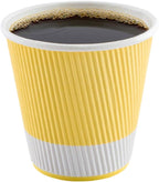 Restaurantware 8 Ounce Double Wall Disposable Coffee Cups, 500 Insulated Light Yellow Paper Tumblers with Ripple Wall Design, Lids Sold Separately for Hot Drinks like Tea, Coffee and More