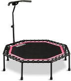 ONETWOFIT 51" Silent Trampoline with Adjustable Handle Bar, Fitness Trampoline Bungee Rebounder Jumping Cardio Trainer Workout for Adults…