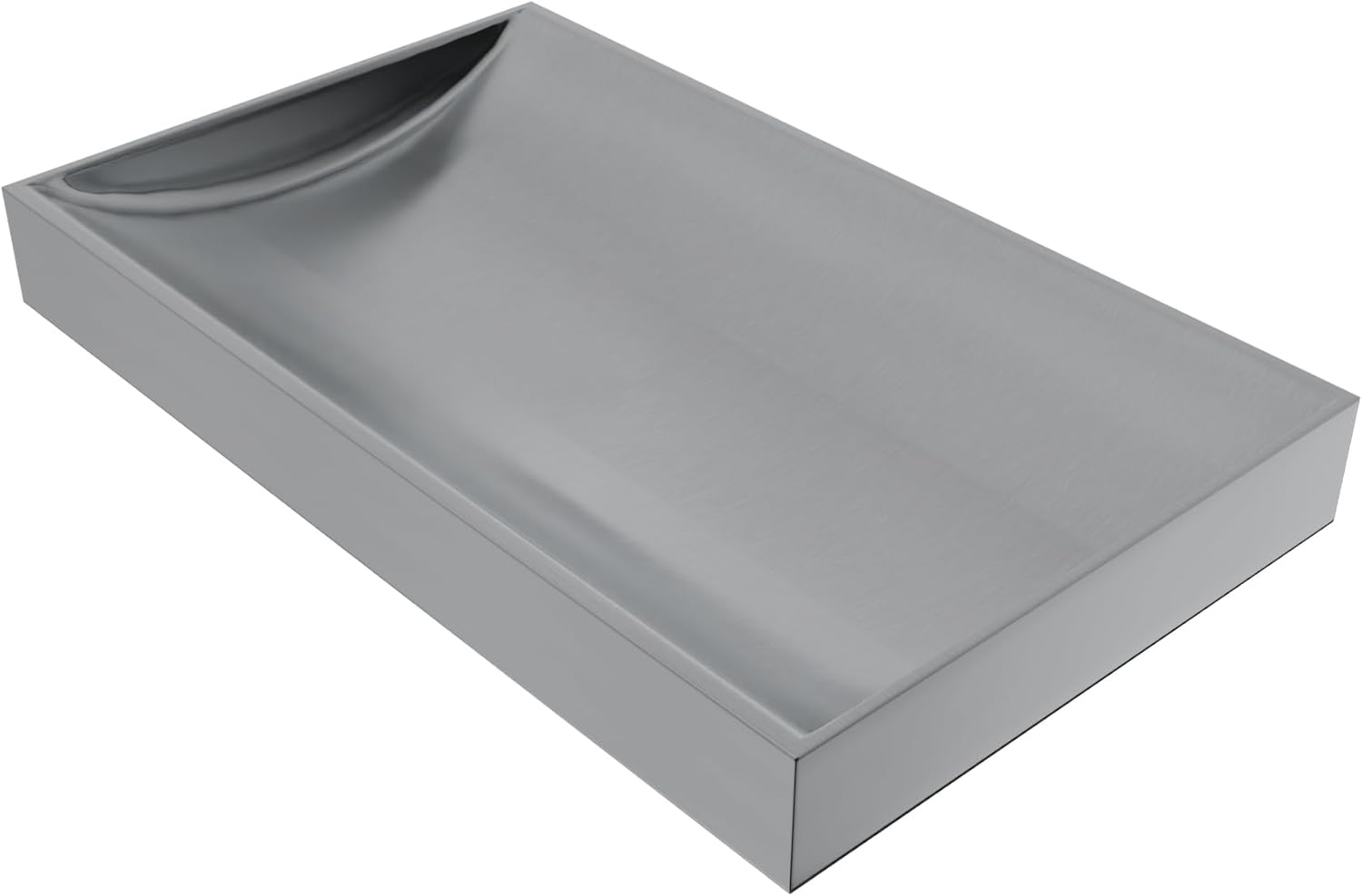 16" x 10" Stainless Steel Tray Deep Countertop Tray & Counter Organizer Tray for Cash, Coins, Files Brushed Finish, Slip-Resistant, Durable Design for Banks, Stores, & Offices