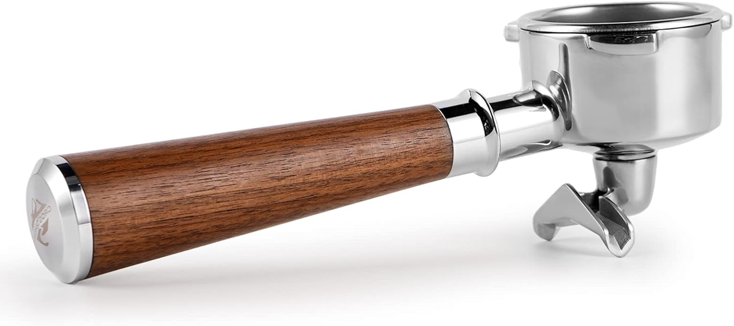 CrossCreek 54mm Espresso Double Spouts Portafilter with 3 Ear | Fits 54mm Breville/Sage Barista Espresso Machine | Stainless Steel Basket and Walnut Handle | Espresso Accessories