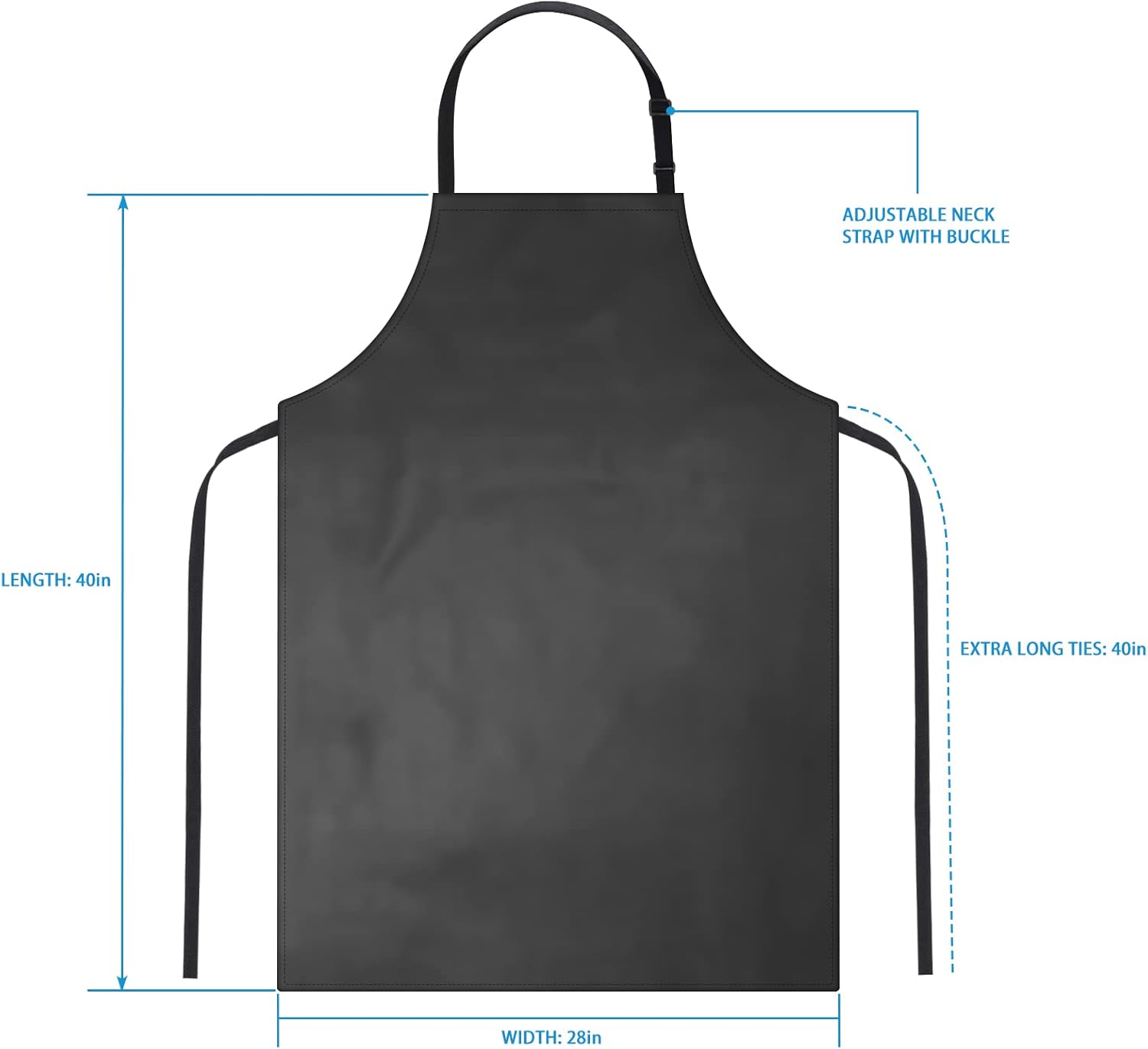 2 Pack Waterproof Rubber Vinyl Apron 40 Inch Chef Aprons for Men Heavy Duty Chemical Work Apron Extra Long Grilling Aprons with Adjustable Bib Apron for Dishwashing Lab Butcher Cooking Kitchen Black