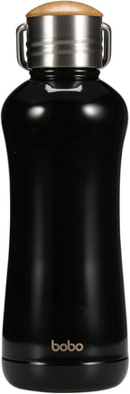 YOHKOH Mini Insulated Water Bottle With Bamboo Lid - 11.8oz Small Vacuum Insulated Water Bottle for Women Kids, 12 Hrs Hot & 24 Hrs Cold Stainless Steel Thermos Leak-Proof BPA-Free (11.8oz,Black)